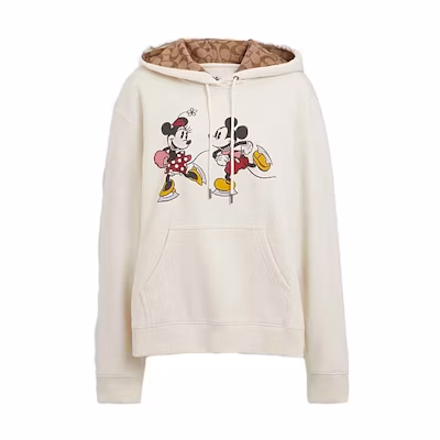 (Women) COACH Disney FW23 Mickey Mouse Print Hoodie Cream Color. CL692-CRM