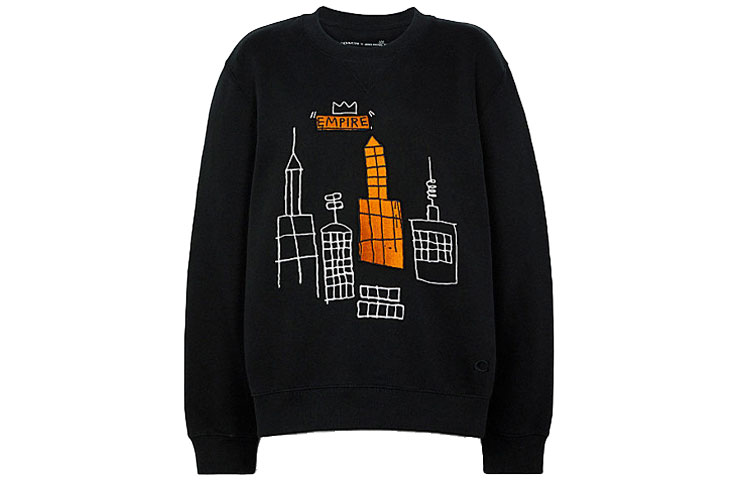 (Women) COACH x Jean-Michel Basquiat Black Sailor Collar Sweatshirt. C5178-BLK