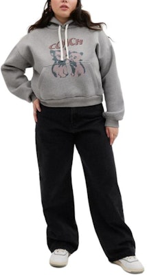 (W) COACH x Lil Nas X FW23 Hoodie Abu-abu Logo Kucing Cropped. CQ071-HGR Lookbook (W) COACH x Lil Nas X FW23 Hoodie Abu-abu Logo Kucing Cropped. CQ071-HGR