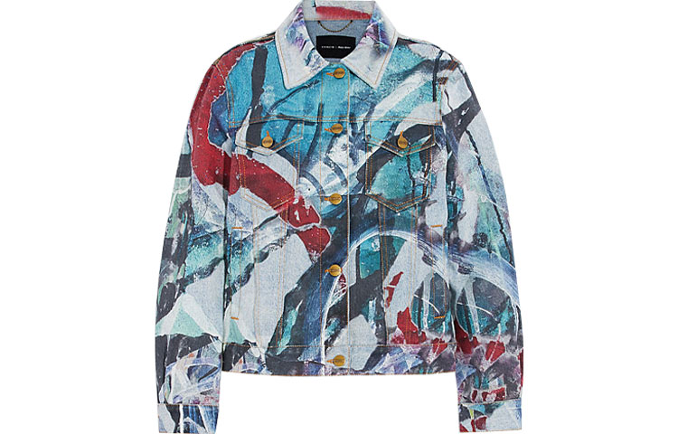 (Women) COACH MINT + SERF  Graffiti Art Denim Jacket Multicolor Collaboration. CF020-L38