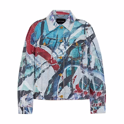 (Women) COACH MINT + SERF Graffiti Art Denim Jacket Multicolor Collaboration. CF020-L38