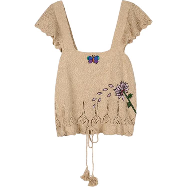 (Women) COACH x OBSERVED BY US Floral Butterfly Knit Tank Top Pink White -  SS24 CT624-BLH