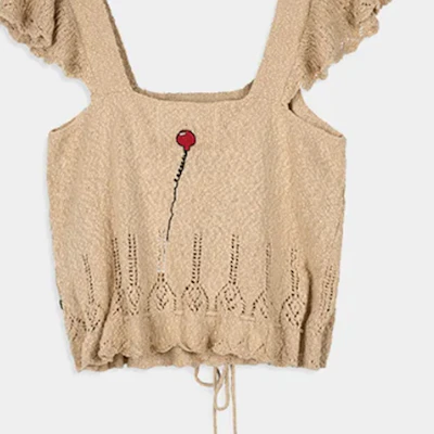 (W) COACH x OBSERVED BY US Top de Punto con Mariposas Florales Rosa y Blanco - SS24 CT624-BLH Shop (W) COACH x OBSERVED BY US Top de Punto con Mariposas Florales Rosa y Blanco - SS24 CT624-BLH