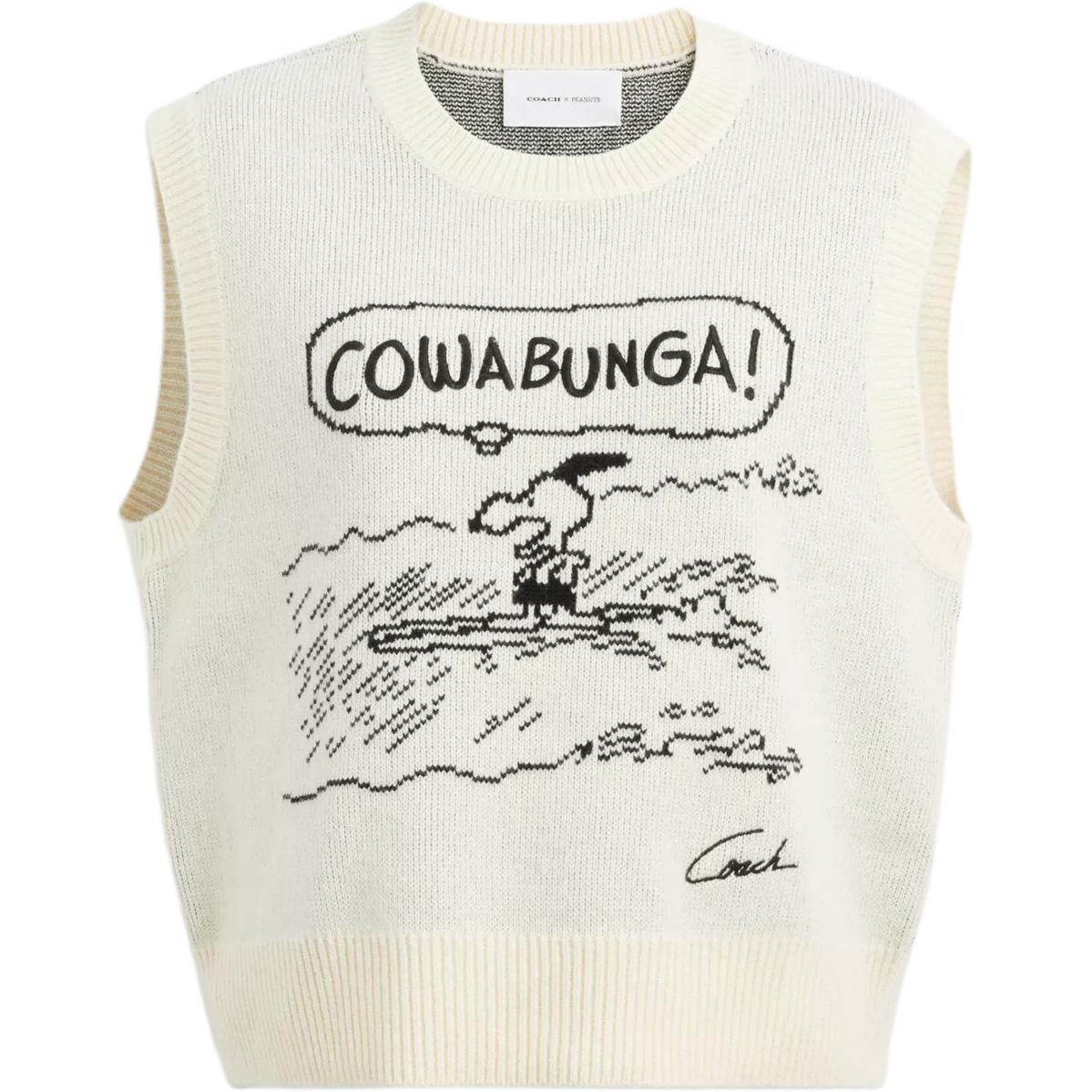 (Women) COACH x PEANUTS Snoopy 75th Anniversary Sleeveless Knit Vest Cream White Women. CBE84-CU3