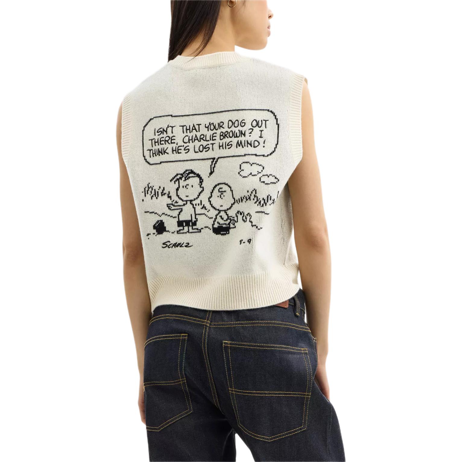 Shop (Women) COACH x PEANUTS Snoopy 75th Anniversary Sleeveless Knit Vest Cream White Women. CBE84-CU3