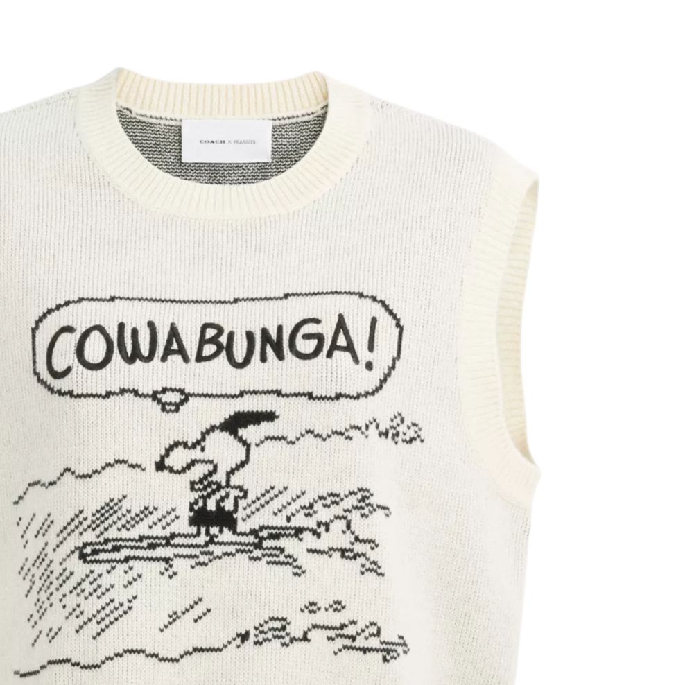 Purchase (Women) COACH x PEANUTS Snoopy 75th Anniversary Sleeveless Knit Vest Cream White Women. CBE84-CU3