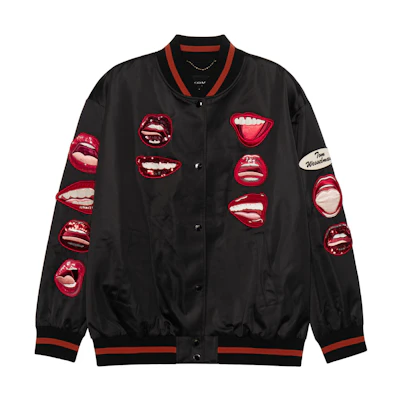 (Women) COACH Tom Wesselmann Black Lip Embroidered Jacket SS22. CA692-BLK