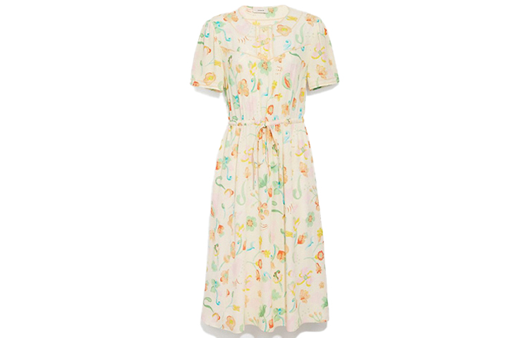 Order (W) COACH Gaun Lengan Pendek Bunga Kuning C4351-PI3