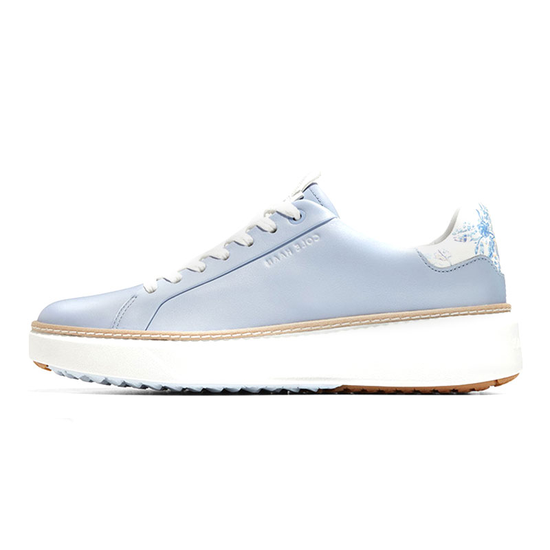 (Women) COLE HAAN Low-Top Leather Sneakers in Light Blue with Platform Sole GH-W30385