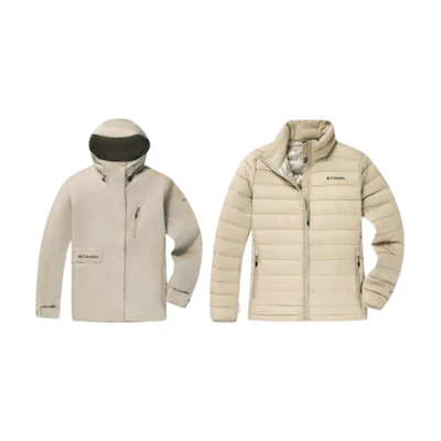 (Women) Columbia 3-in-1 Waterproof Windproof Duck Down Jacket Khaki XR4256-271