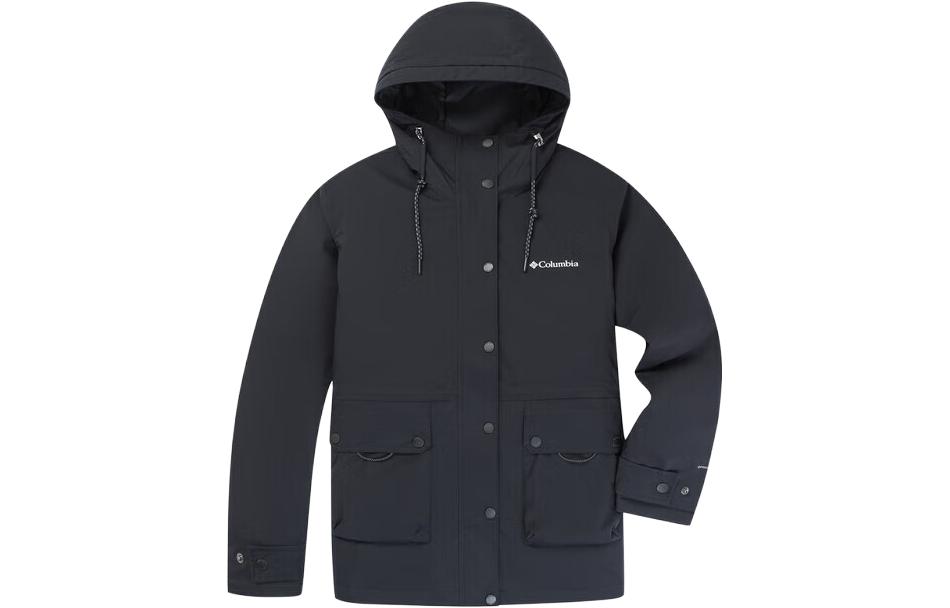 (Women) Columbia  Black Omni-Heat Logo Hooded Windproof Warm Down Jacket. WR6473-010