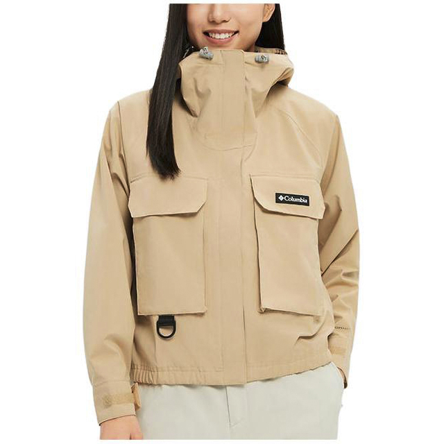 Shop (Women) Columbia  Casual Waterproof Zip-Up Hooded Jacket Beige Outdoorwear. WR4658-262