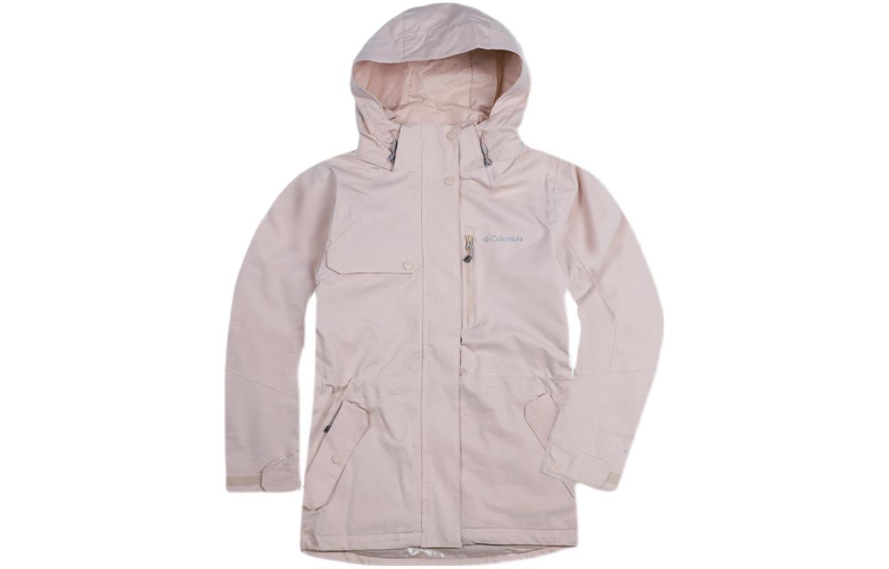 Order (Women) Columbia  Hooded Windbreaker Jacket - Solid Blush Pink with Logo Print. XR1072-618