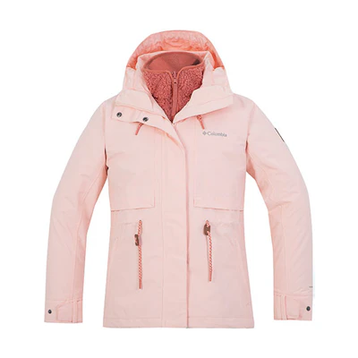 (Women) Columbia Pink Waterproof Windproof 3-in-1 Jacket with Fleece Lining. WR2182-890