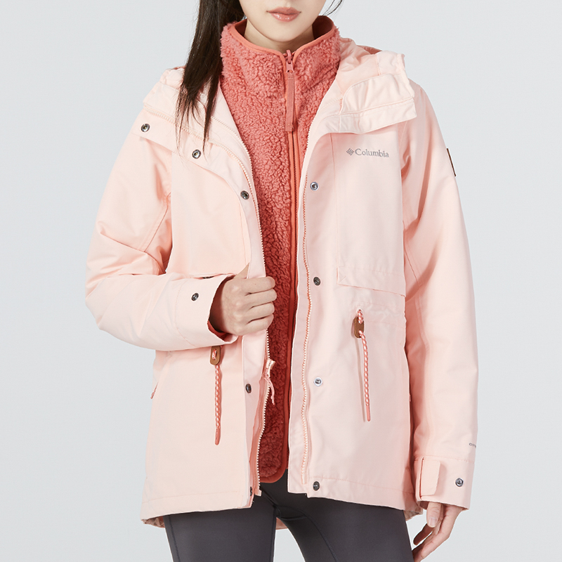 Details for (W) Chaqueta 3 en 1 Columbia Rosa Impermeable, Cortaviento y con Forro Polar. WR2182-890