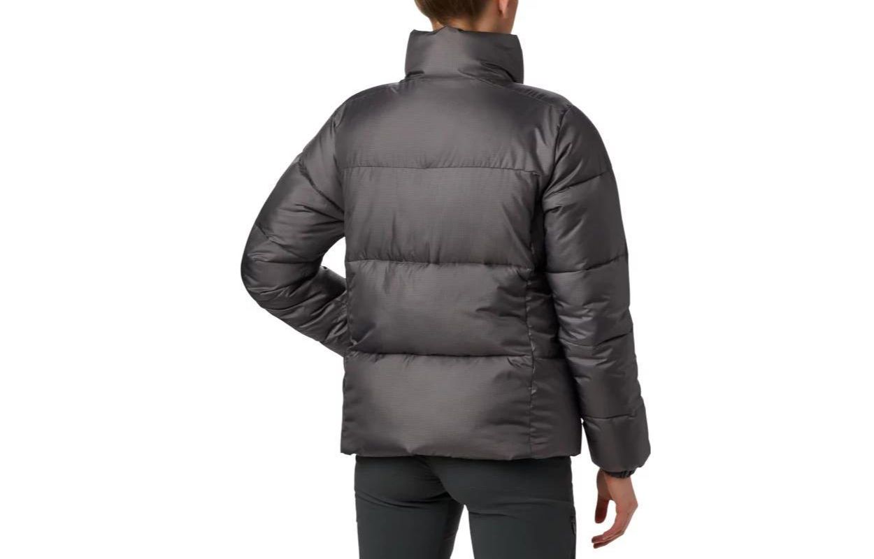 Lookbook (Women) Columbia  Quilted Logo Print Stand Collar Jacket Deep Gray. 1864781-010