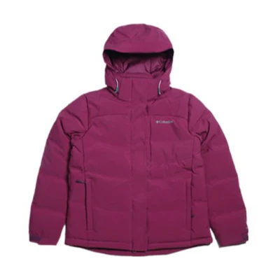 (Women) Columbia Red Hooded Logo Print Windproof Insulated Down Jacket. XR7668-616
