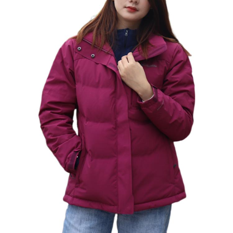 Shop (Women) Columbia  Red Hooded Logo Print Windproof Insulated Down Jacket. XR7668-616