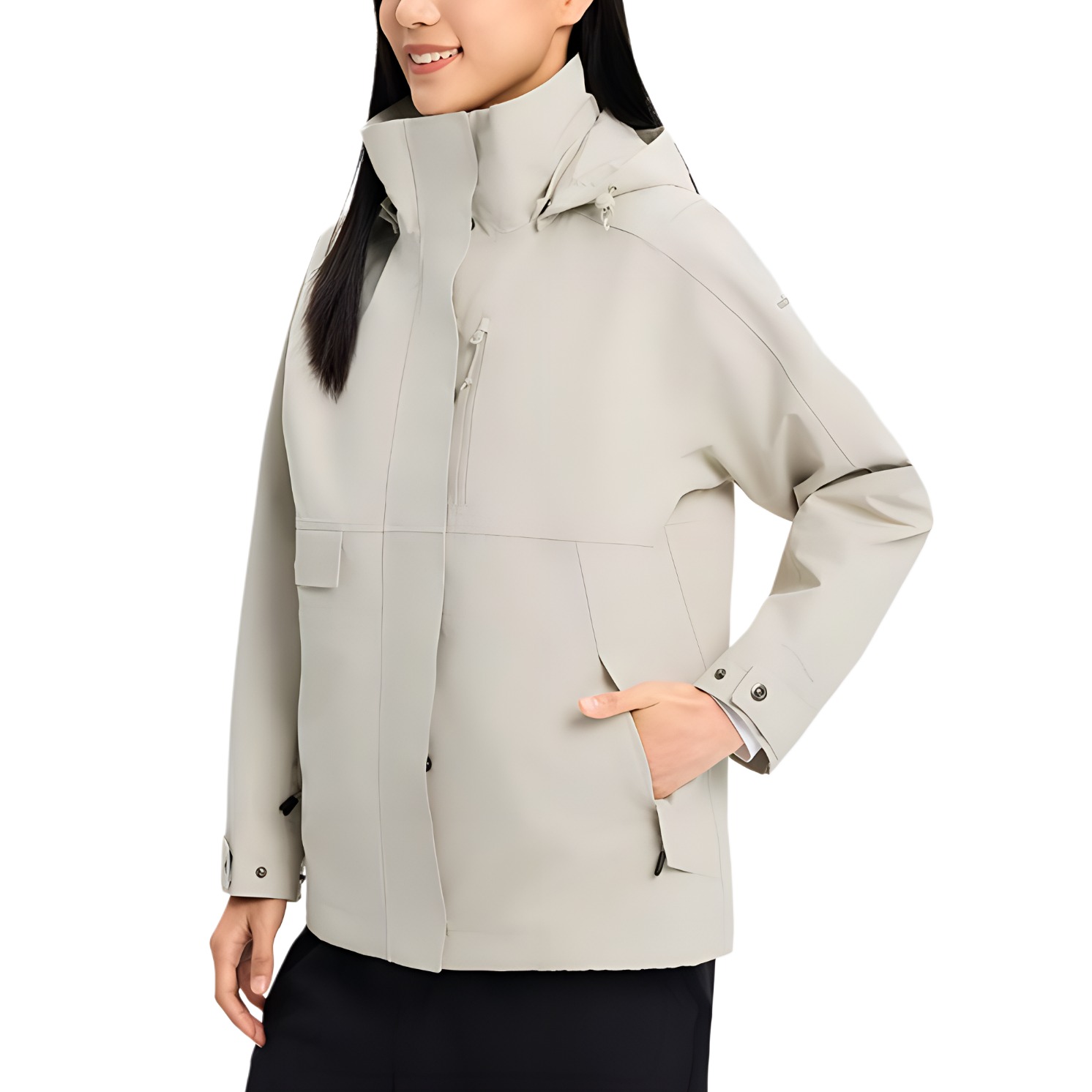 Shop (W) Chaqueta Columbia Impermeable, Transpirable y con Capucha Desmontable en Blanco. WR7866-278