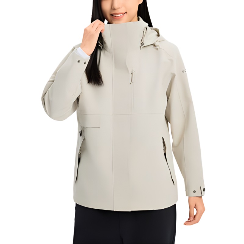 Purchase (W) Chaqueta Columbia Impermeable, Transpirable y con Capucha Desmontable en Blanco. WR7866-278