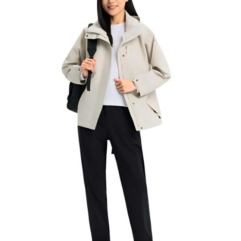 Details for (W) Chaqueta Columbia Impermeable, Transpirable y con Capucha Desmontable en Blanco. WR7866-278
