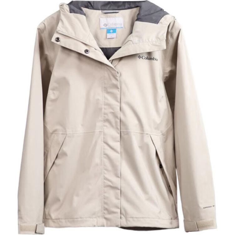 (Women) Columbia Beige Waterproof Windbreaker Outdoor Jacket with Hood XR1866-278