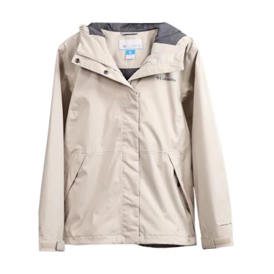(Women) Columbia Beige Waterproof Windbreaker Outdoor Jacket with Hood XR1866-278