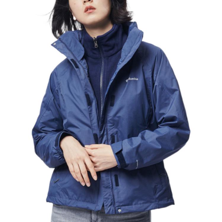 Lookbook (W) 哥倫比亞藍純色刺繡標誌三合一拉鍊連帽衫 WR1074-466