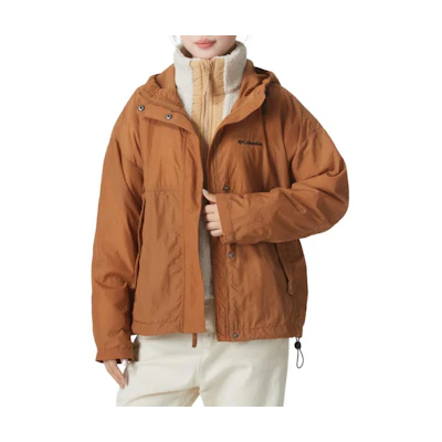 (Women) Columbia Brown Outdoor Hooded Fleece Lined Windproof Jacket WL5147-224