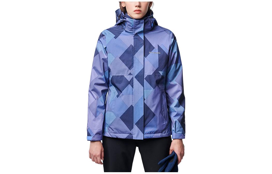 (Women) Columbia Colorblock Waterproof Hoodie Jacket with Logo Embroidery - Blue PL7206-593