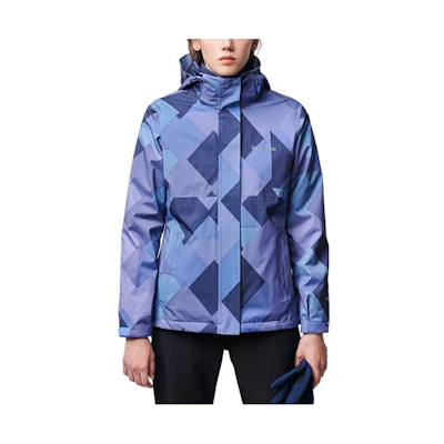 (Women) Columbia Colorblock Waterproof Hoodie Jacket with Logo Embroidery - Blue PL7206-593