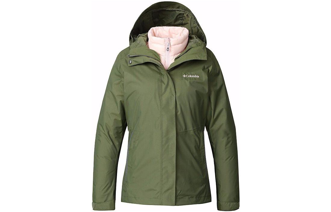 (Women) Columbia Green Triple-In-One Jacket with Solid Logo Print PL7204-383