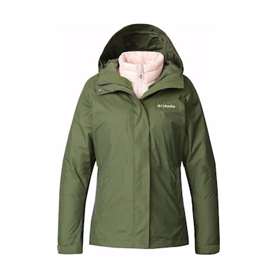 (Women) Columbia Green Triple-In-One Jacket with Solid Logo Print PL7204-383