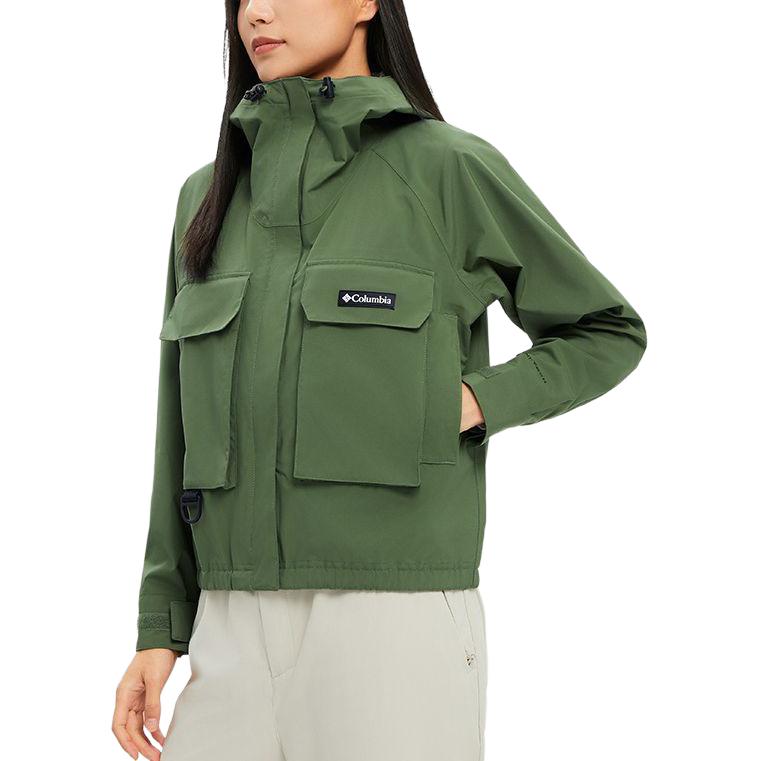 Purchase (W) 哥倫比亞綠色防水防風印花拉鍊連帽外套 WR4658-352