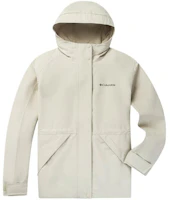 (Women) Columbia Light Gray Softshell Logo Hooded Waterproof Windbreaker Jacket XR5295-278 (Women) Columbia Light Gray Softshell Logo Hooded Waterproof Windbreaker Jacket XR5295-278
