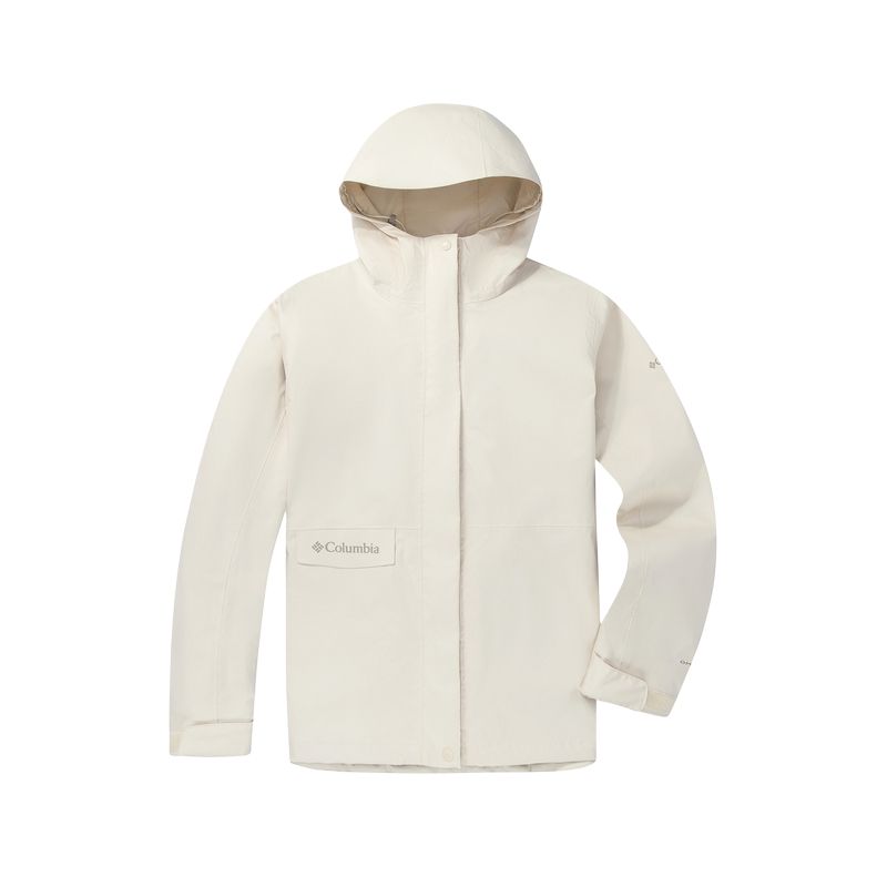 (Women) Columbia Lightweight Waterproof Windbreaker Jacket Ivory Hooded Casual XR3937-191