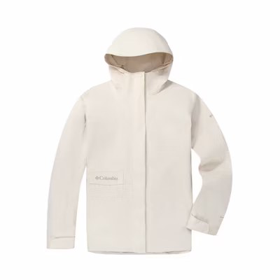 (Women) Columbia Lightweight Waterproof Windbreaker Jacket Ivory Hooded Casual XR3937-191