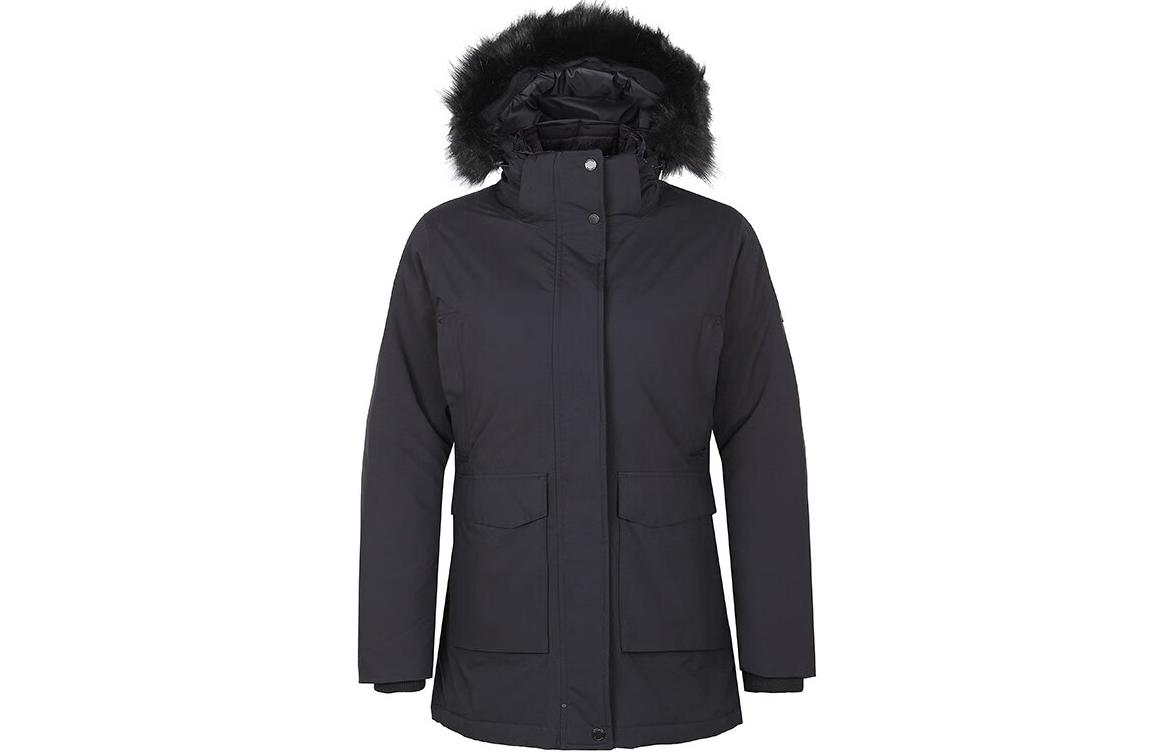 Order (Women) Columbia Long Black Down Parka with Faux Fur Trim - 700 Fill Power Winter WR0220010