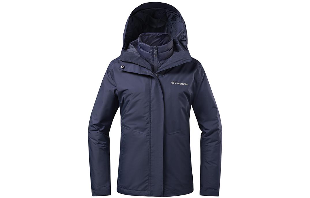 (Women) Columbia Navy 3-in-1 Waterproof Jacket with Solid Logo Print PL7204-473