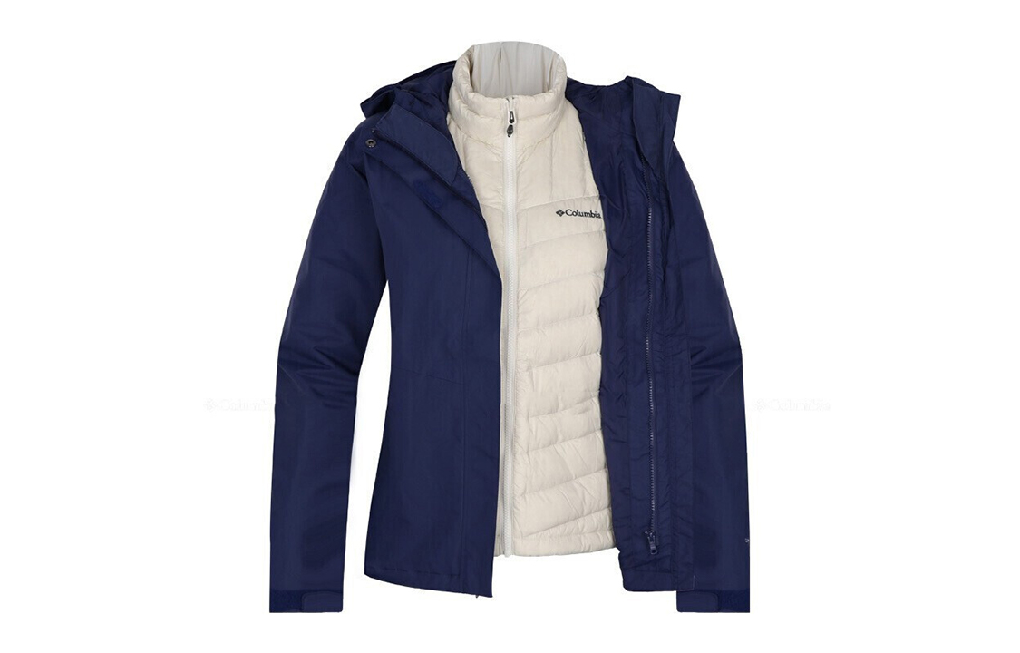 (Women) Columbia Omni-Heat 700-Fill 3-in-1 Detachable Blue Jacket for Outdoors PL7204466