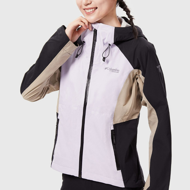 Details for (W) Chaqueta Impermeable Columbia Titanium Series Blanca con Logo y Bloques de Color. WR5567-569