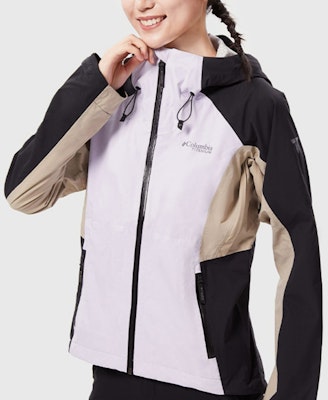 (W) Chaqueta Impermeable Columbia Titanium Series Blanca con Logo y Bloques de Color. WR5567-569 Details for (W) Chaqueta Impermeable Columbia Titanium Series Blanca con Logo y Bloques de Color. WR5567-569