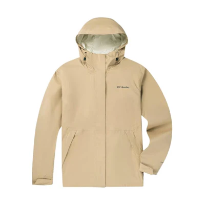 (Women) Columbia Waterproof Hooded Hiking Jacket SS24 Khaki Solid Logo Design XR1866-262