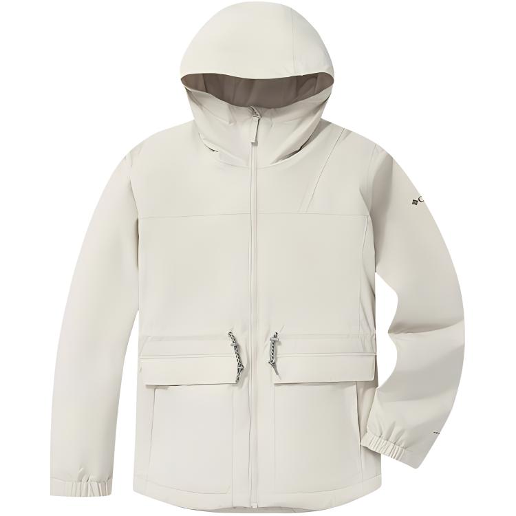 (Women) Columbia Waterproof Windproof White Hooded Jacket - Warm & Breathable WR5535-278