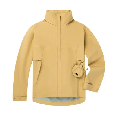(Women) Columbia Yellow Waterproof Hiking Jacket with Packable Hood and Logo WR9074-292