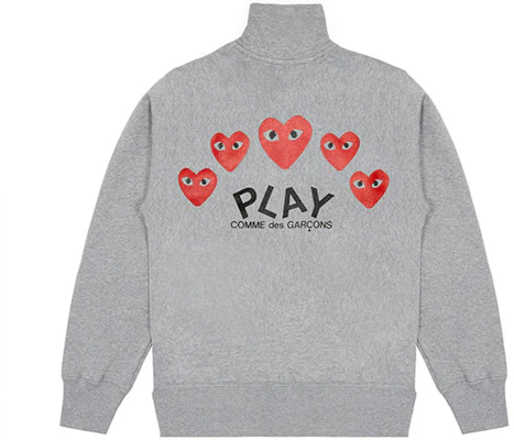 (W) Comme Des Garçons CDG Play 女款灰色5愛心心形刺繡開襟毛衣連帽衫 AZ-T251-051-1 Buy (W) Comme Des Garçons CDG Play 女款灰色5愛心心形刺繡開襟毛衣連帽衫 AZ-T251-051-1