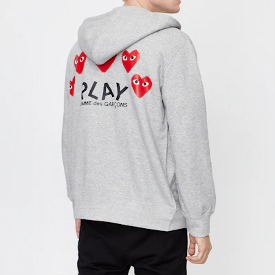 (W) Comme Des Garçons CDG Play 女款灰色5愛心心形刺繡開襟毛衣連帽衫 AZ-T251-051-1 Cheap (W) Comme Des Garçons CDG Play 女款灰色5愛心心形刺繡開襟毛衣連帽衫 AZ-T251-051-1