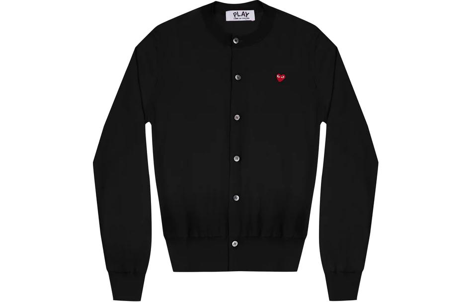 (Women) Comme Des Garçons CDG Play  Black Cardigan with Red Heart Embroidery. AZ-N053-051-1