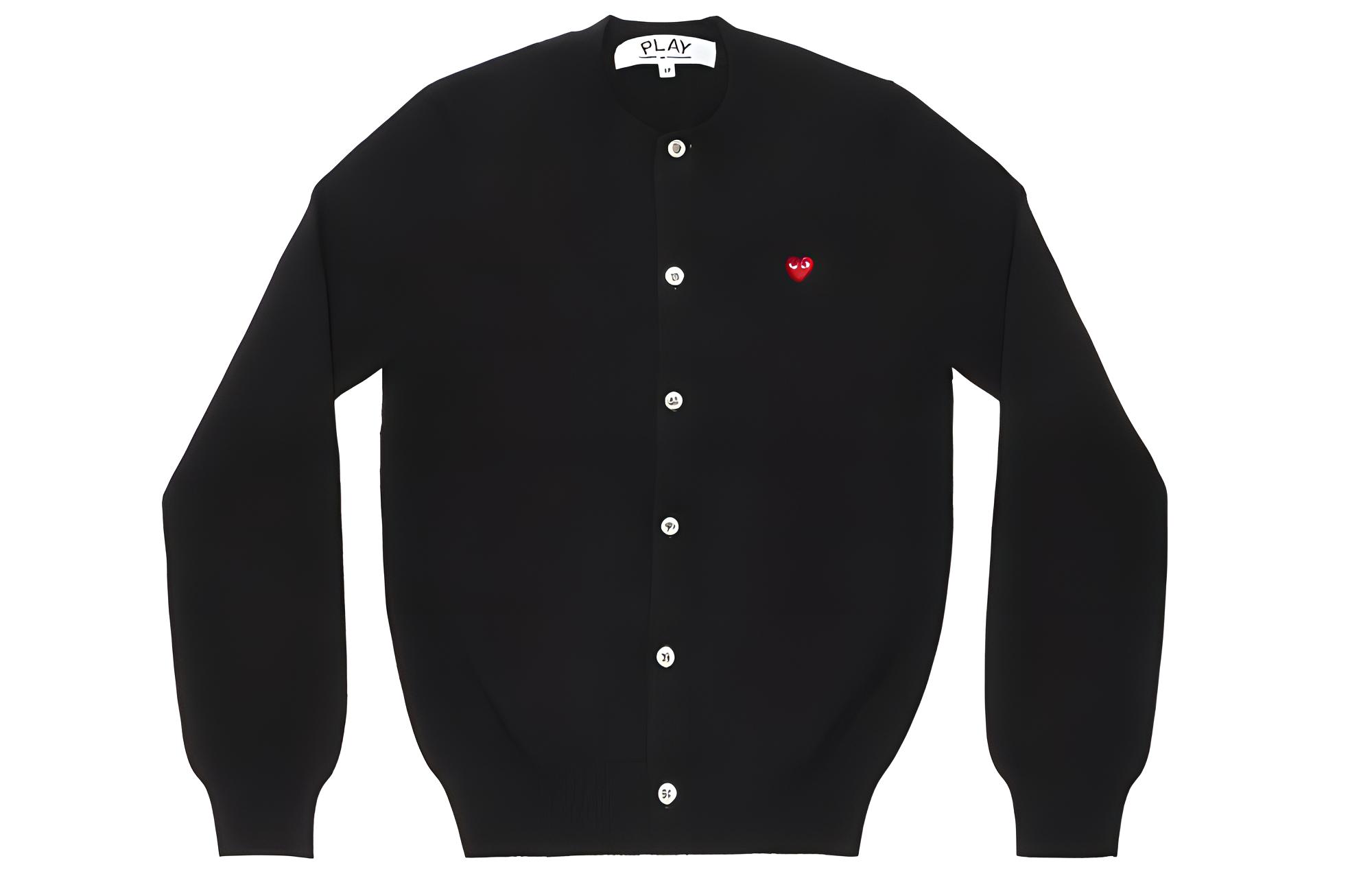 (Women) Comme Des Garçons CDG Play  Black Cardigan Sweater with Red Heart Logo. AZ-N079-051-1