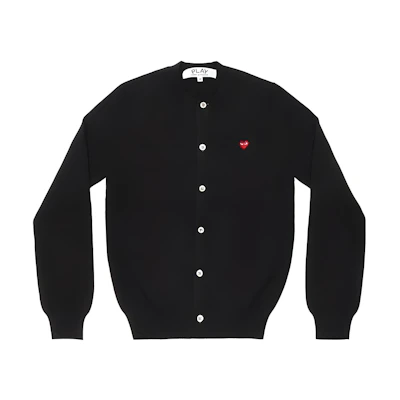 (Women) Comme Des Garçons CDG Play Black Cardigan Sweater with Red Heart Logo. AZ-N079-051-1